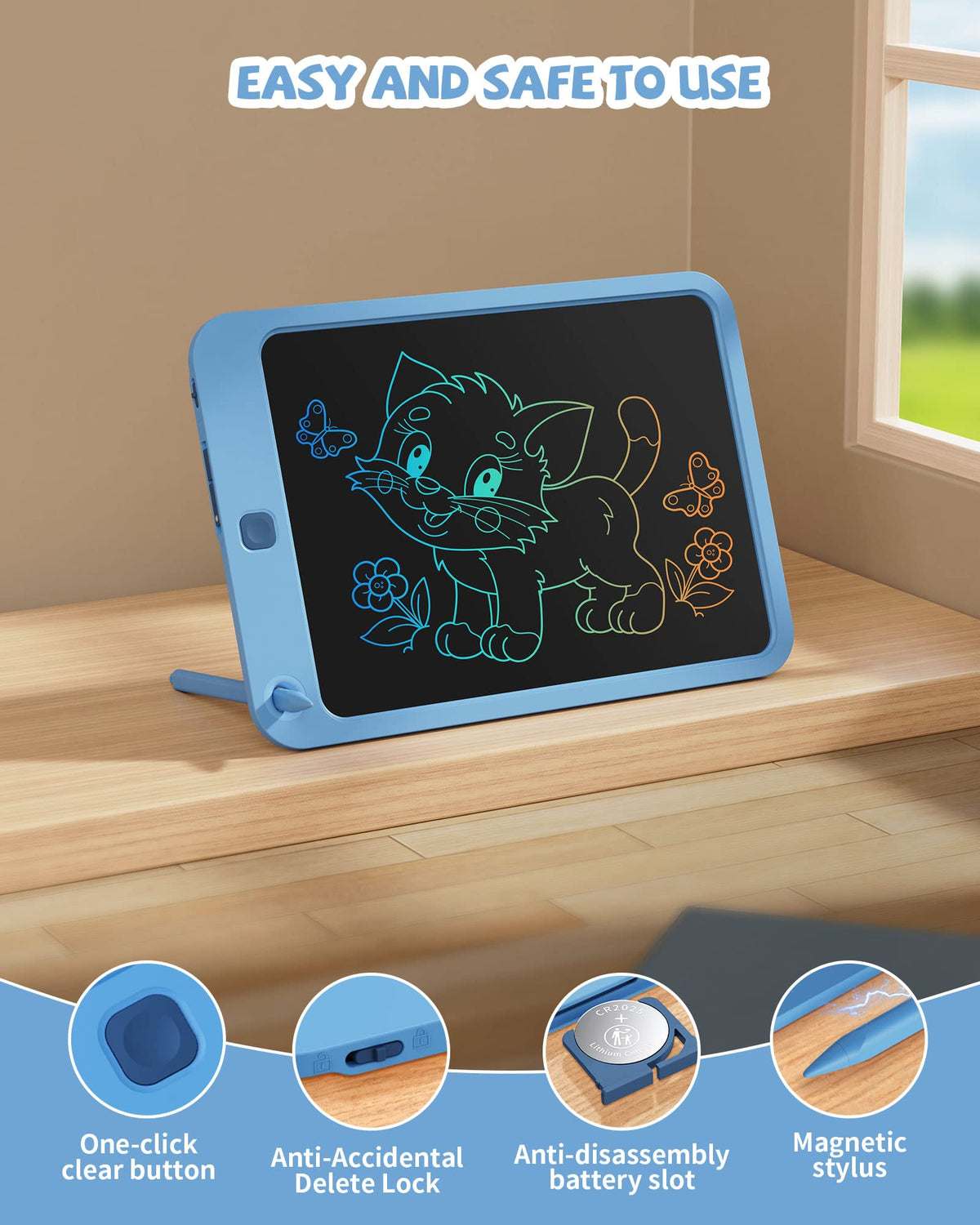 Kikapabi LCD Writing Tablet 10-Inch Doodle Board for Kids – Colorful, Portable
