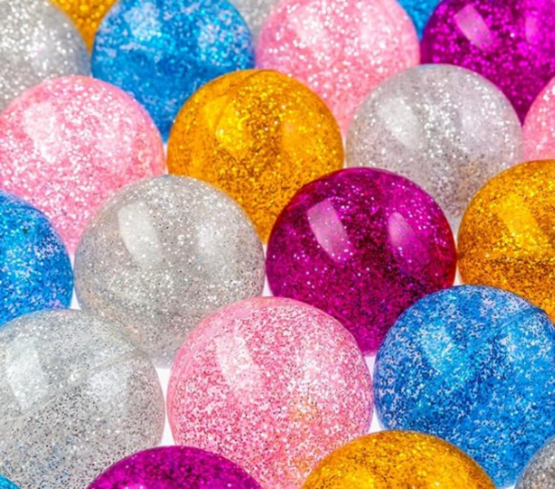 Kikeep Large Glitter Bouncy Ball 45mm – Super Bouncy Kids Toy for Party Favors