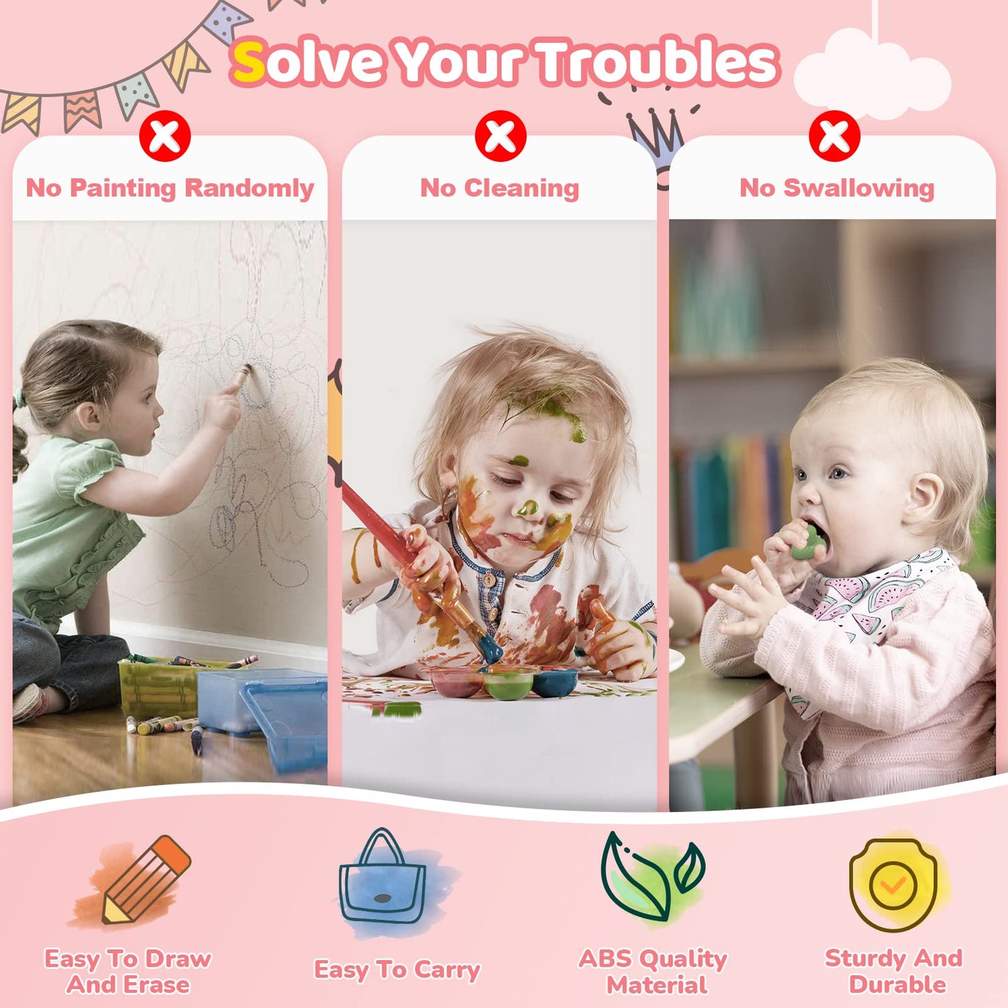 Kikidex Magnetic Drawing Board for Toddlers | Mess-Free Doodle Pad & Learning Toy