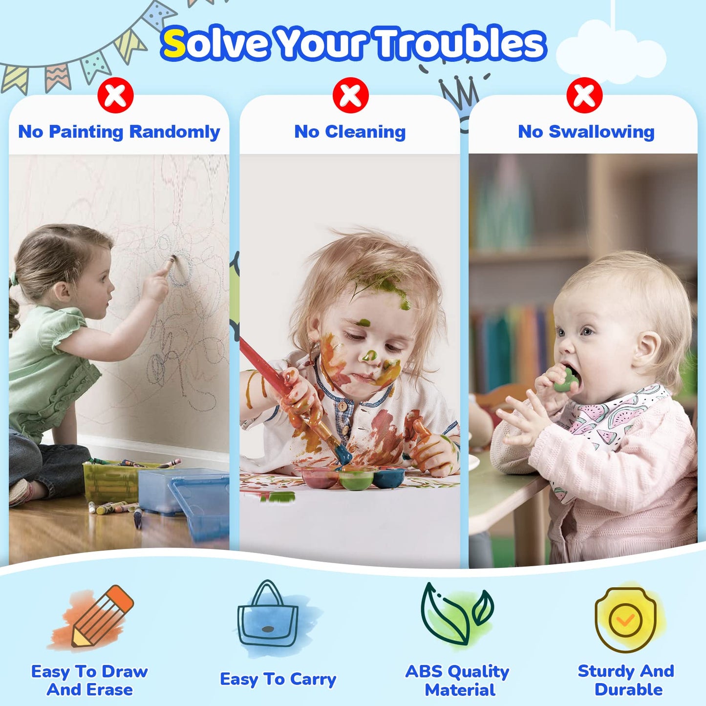 Kikidex Magnetic Drawing Board for Toddlers 1-3 – Doodle & Learn (Dark Blue)