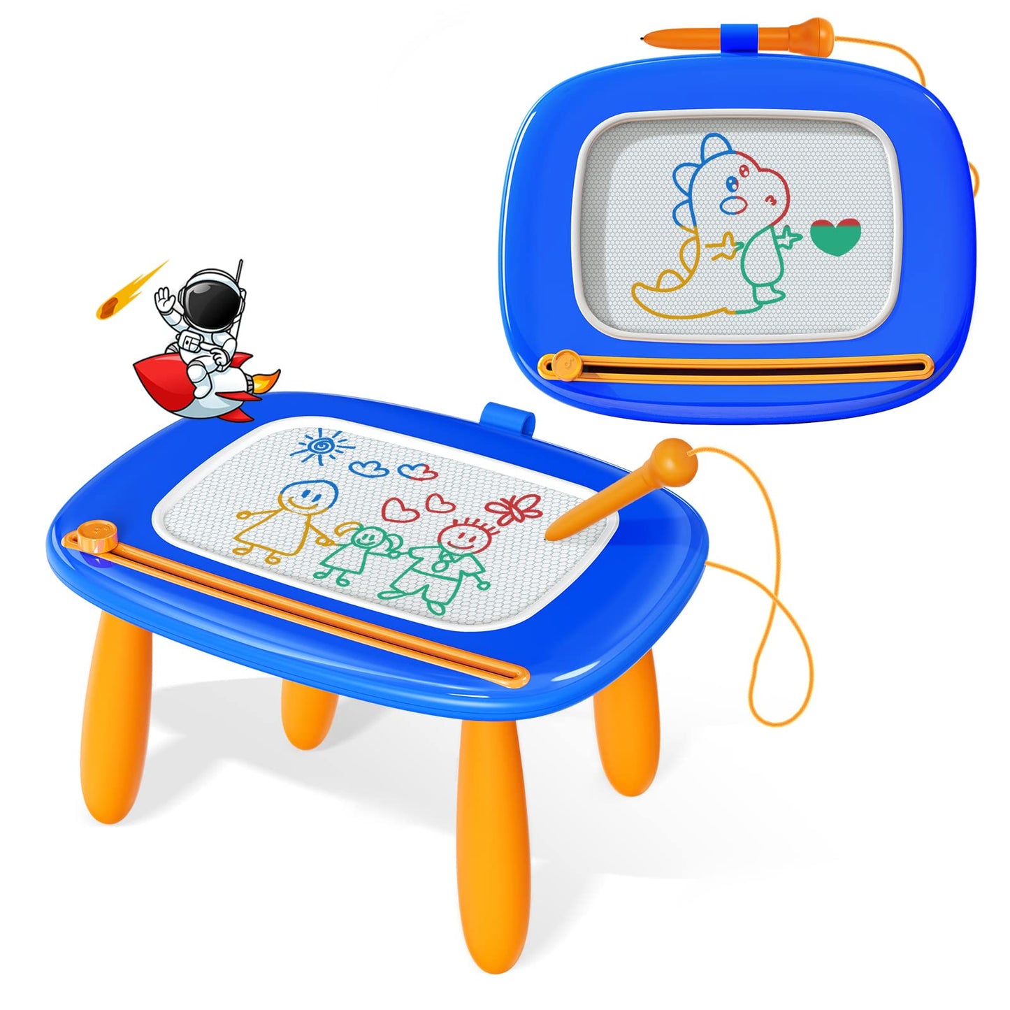 Kikidex Magnetic Drawing Board for Toddlers 1-3 – Doodle & Learn (Dark Blue)