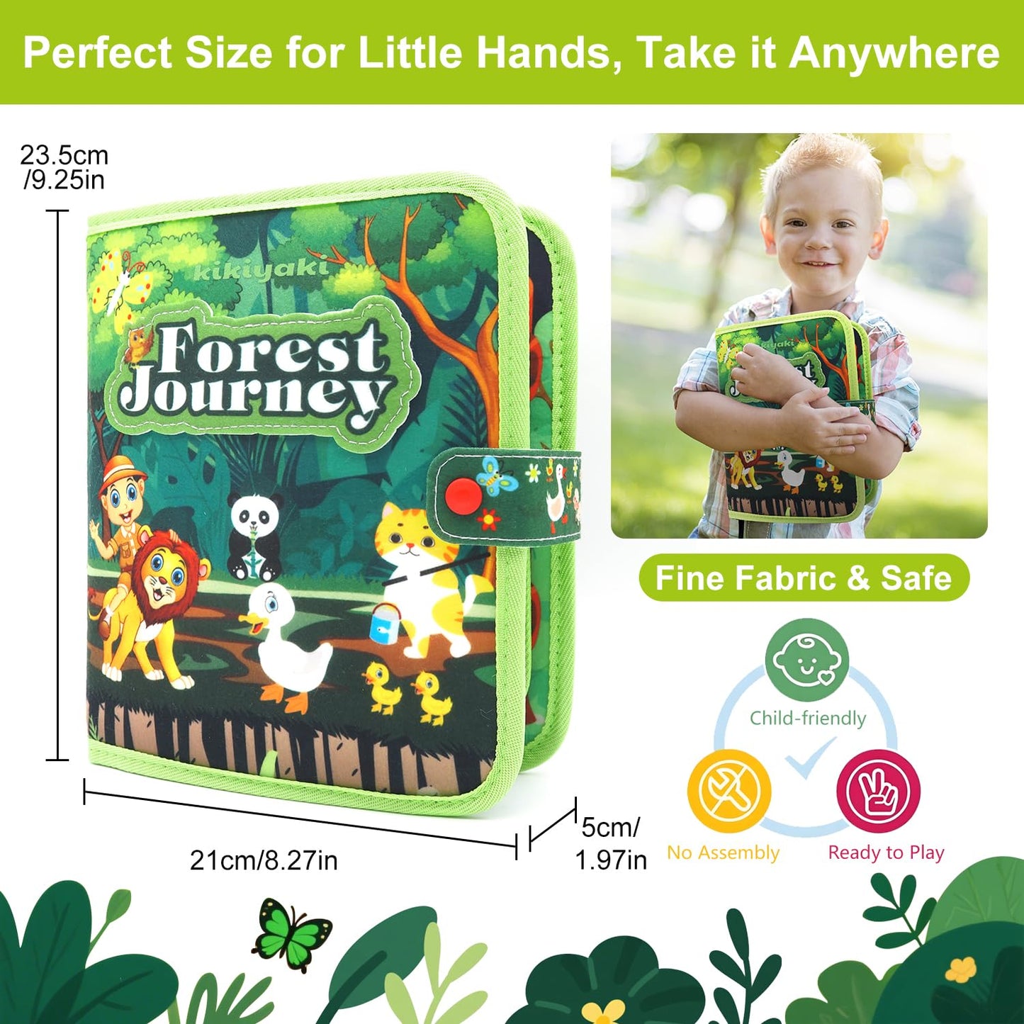 Kikiyaki Busy Book for Toddlers 1-3 – Forest Story Montessori Busy Board | Travel & Quiet Activity Toy