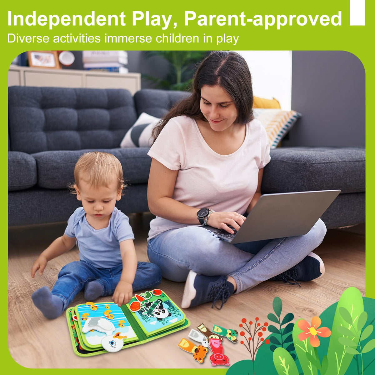 Kikiyaki Busy Book for Toddlers 1-3 – Forest Story Montessori Busy Board | Travel & Quiet Activity Toy