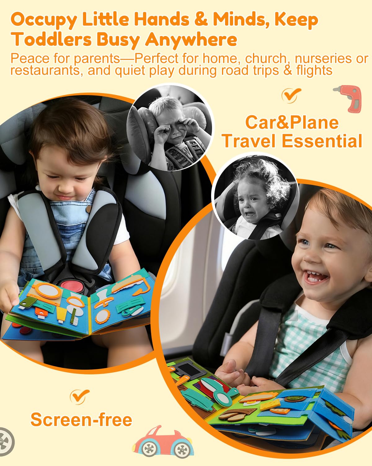 Kikiyaki Busy Book for Toddlers 1-3 — Montessori Quiet Book & Travel Toy