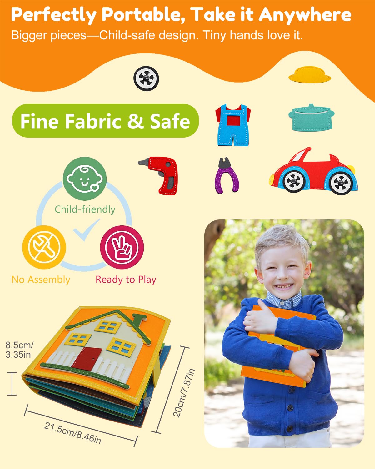 Kikiyaki Busy Book for Toddlers 1-3 — Montessori Quiet Book & Travel Toy