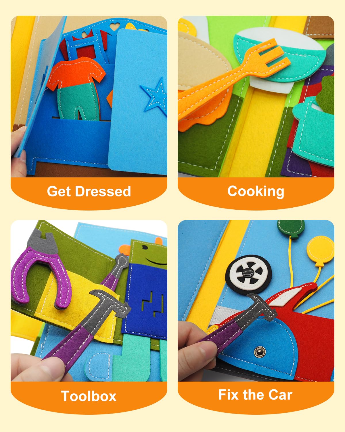 Kikiyaki Busy Book for Toddlers 1-3 — Montessori Quiet Book & Travel Toy