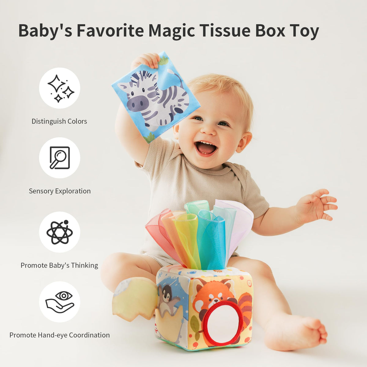 KILGICO Baby Tissue Box Toy – Montessori Sensory Toy for Babies 6–12 Months