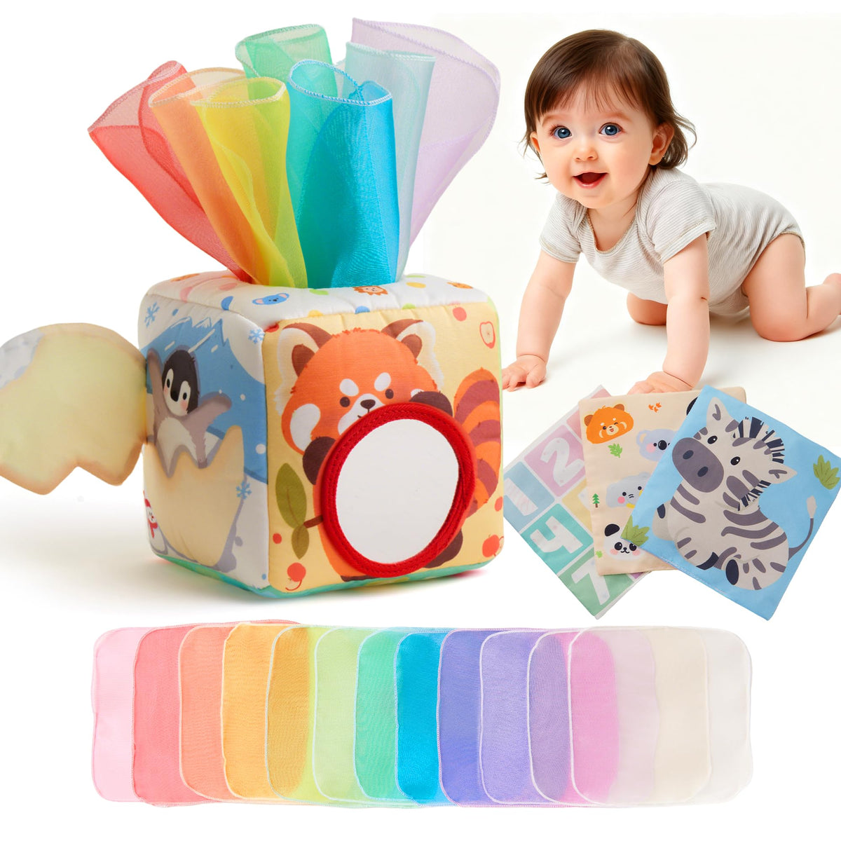KILGICO Baby Tissue Box Toy – Montessori Sensory Toy for Babies 6–12 Months