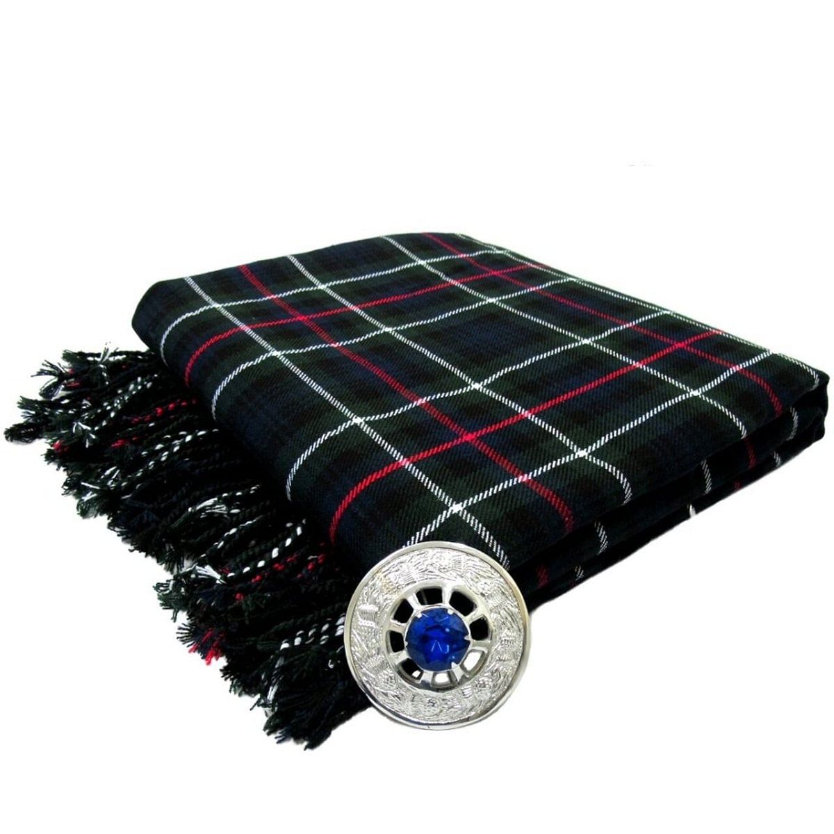 Kilt Fly Plaid 106"x 53" with Stone Brooch  / Kilt Fly Plaid Brooches