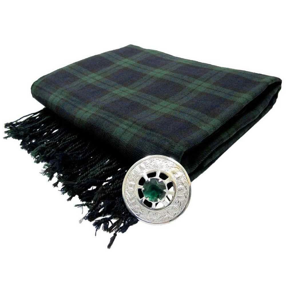 Kilt Fly Plaid 106"x 53" with Stone Brooch  / Kilt Fly Plaid Brooches