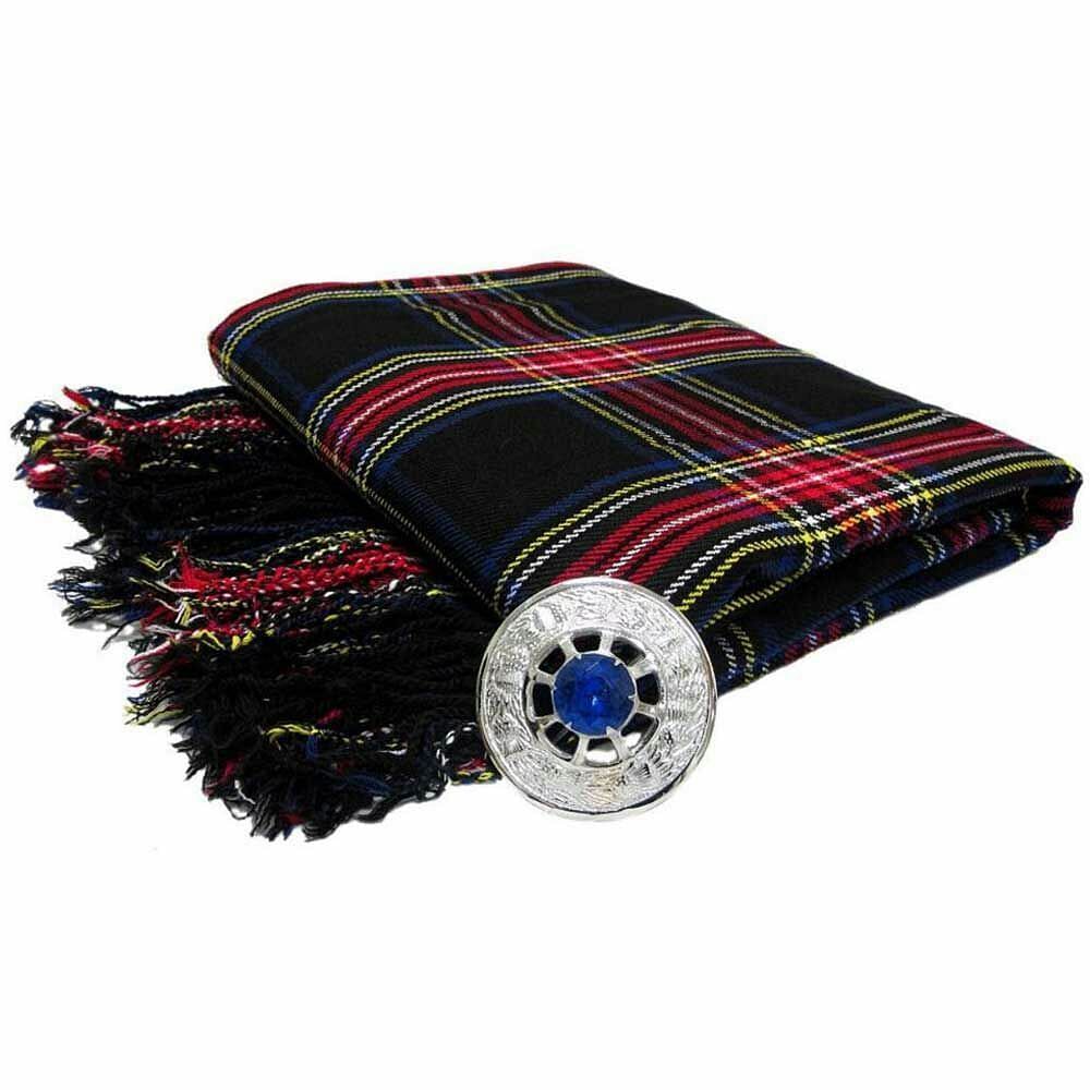 Kilt Fly Plaid 106"x 53" with Stone Brooch  / Kilt Fly Plaid Brooches
