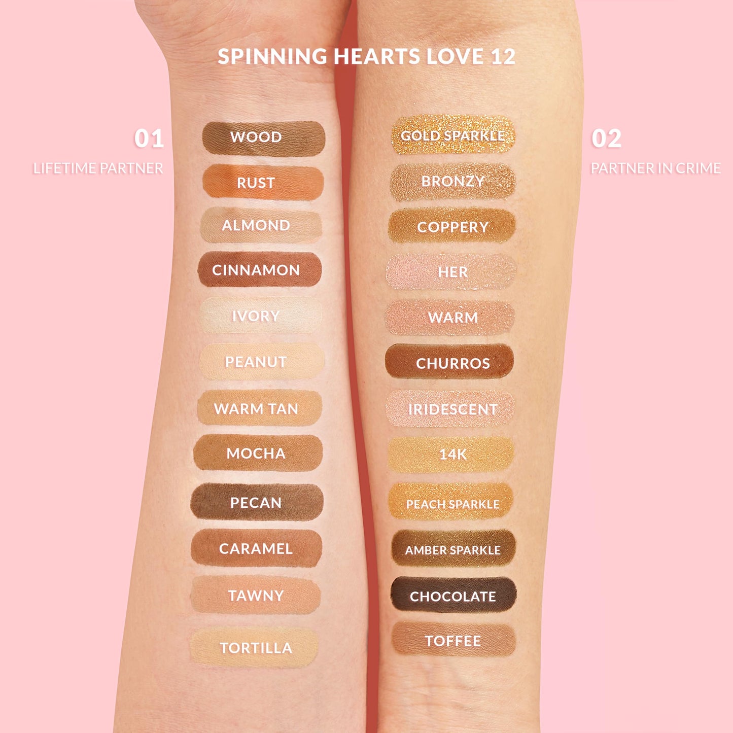 Kimchi Chic Spinning Hearts Love Eyeshadow Palette — 12 Shades for Soft Glam to Bold Looks, Long-Lasting
