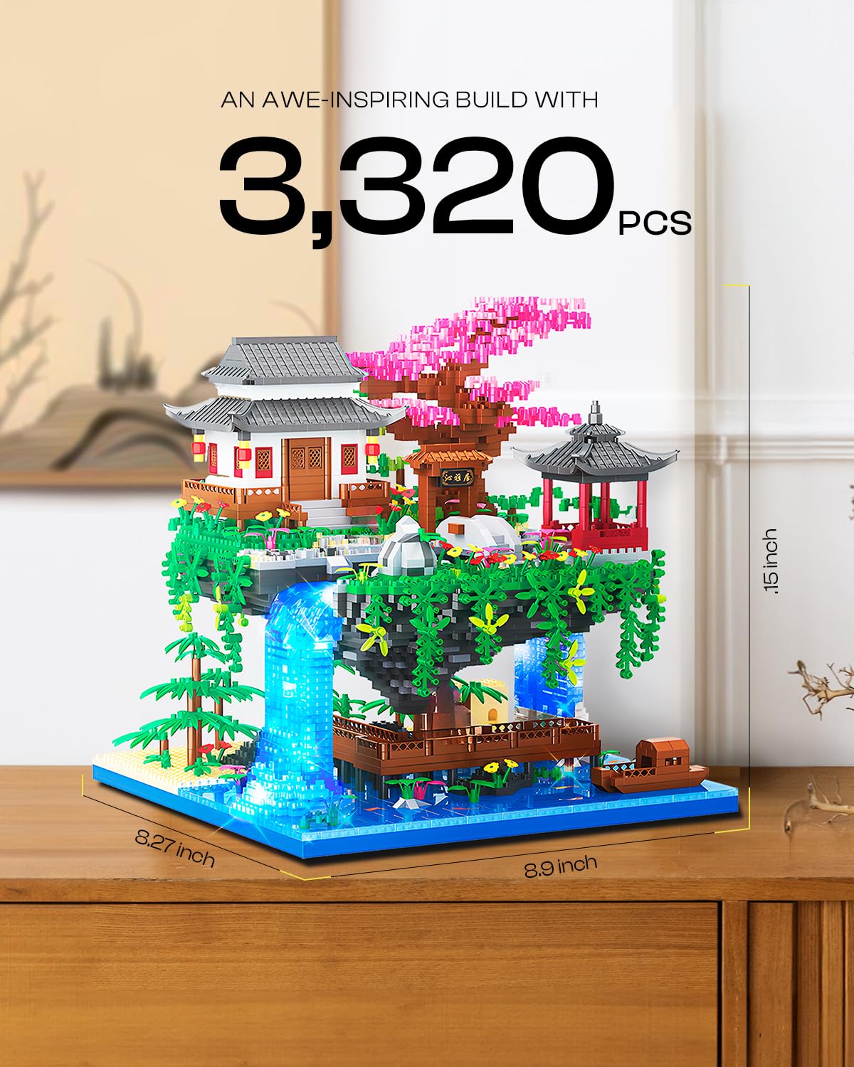 Kimiangel Big Bonsai Flowers Tree Architecture Set — Lighted Cherry Blossom Building Kit