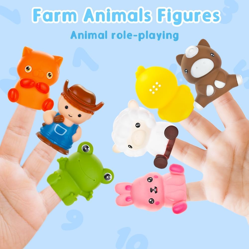 Kimicare Learning Montessori Farm Train Toy for Toddlers – 10 Barns, Keys & Finger Puppets