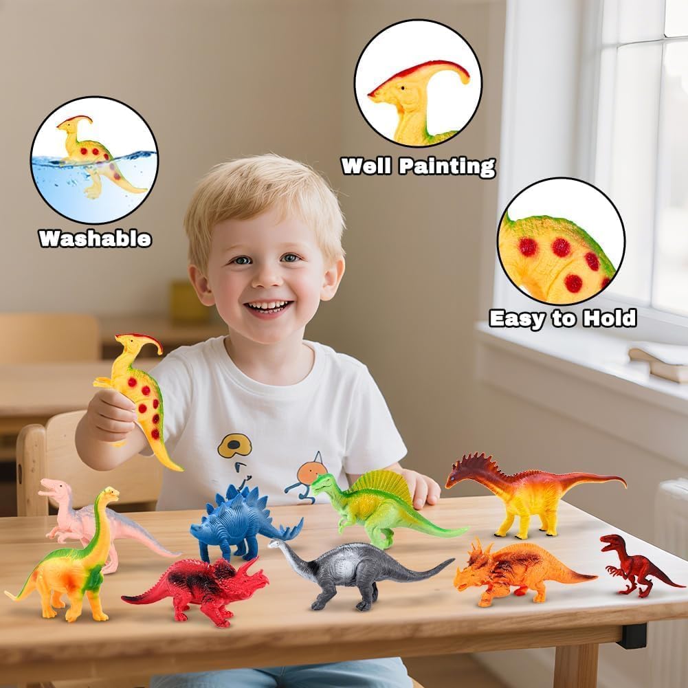 Kimicare Kids Dinosaur Figures – 18 Pcs STEM Dino Toys for Ages 3-5