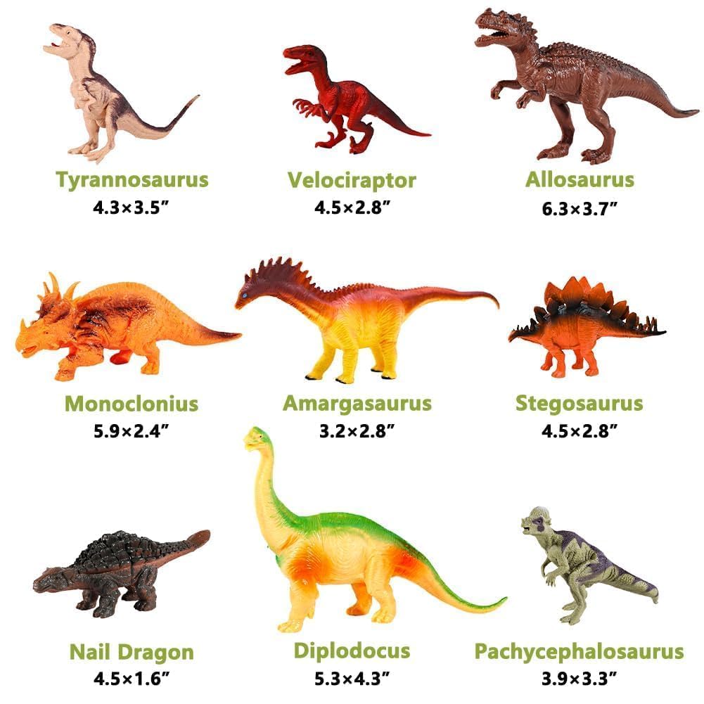 Kimicare Kids Dinosaur Figures – 18 Pcs STEM Dino Toys for Ages 3-5