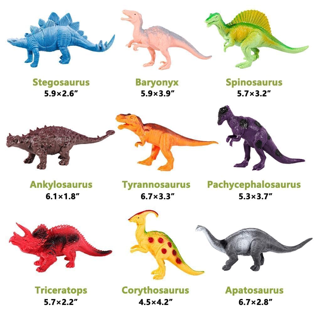 Kimicare Kids Dinosaur Figures – 18 Pcs STEM Dino Toys for Ages 3-5