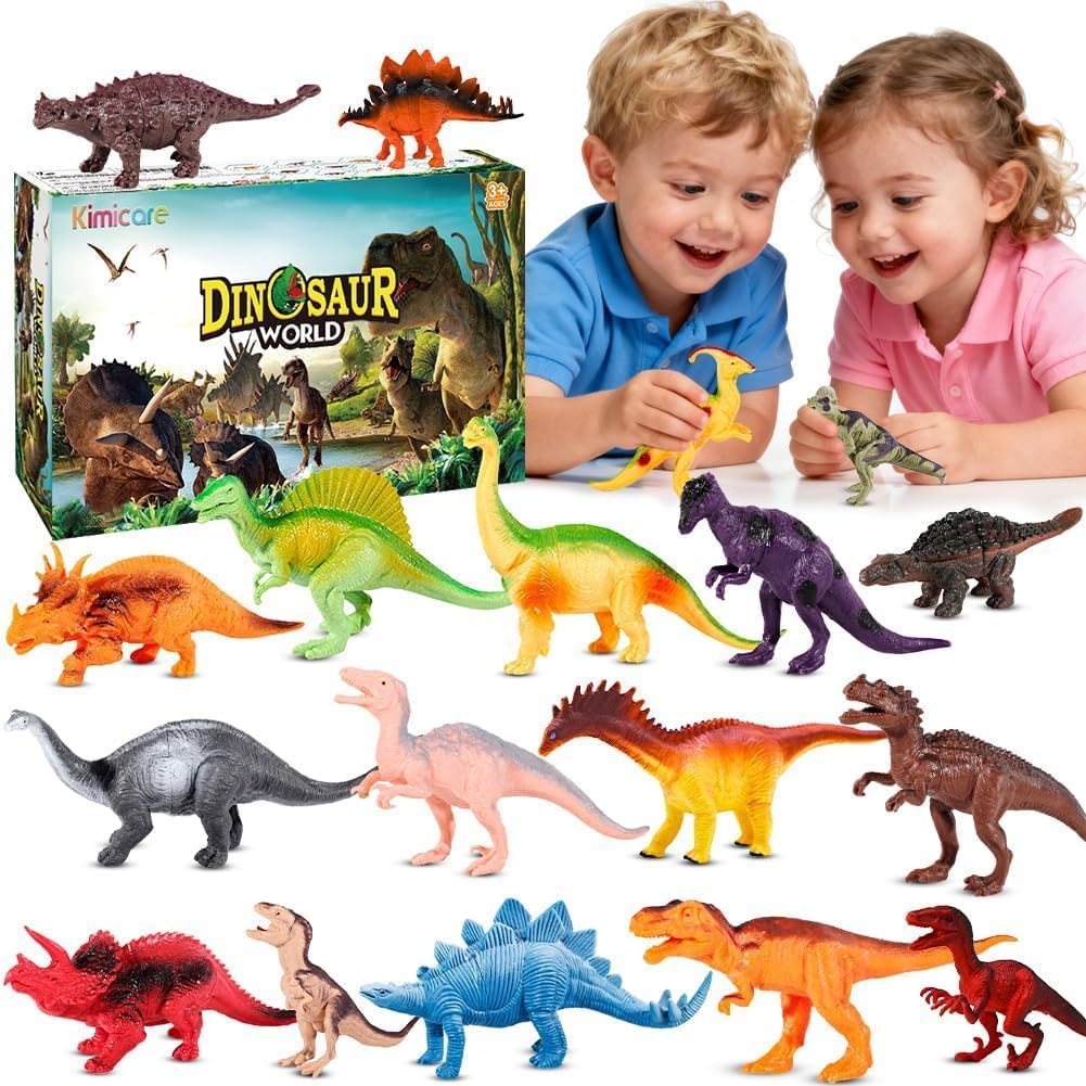 Kimicare Kids Dinosaur Figures – 18 Pcs STEM Dino Toys for Ages 3-5