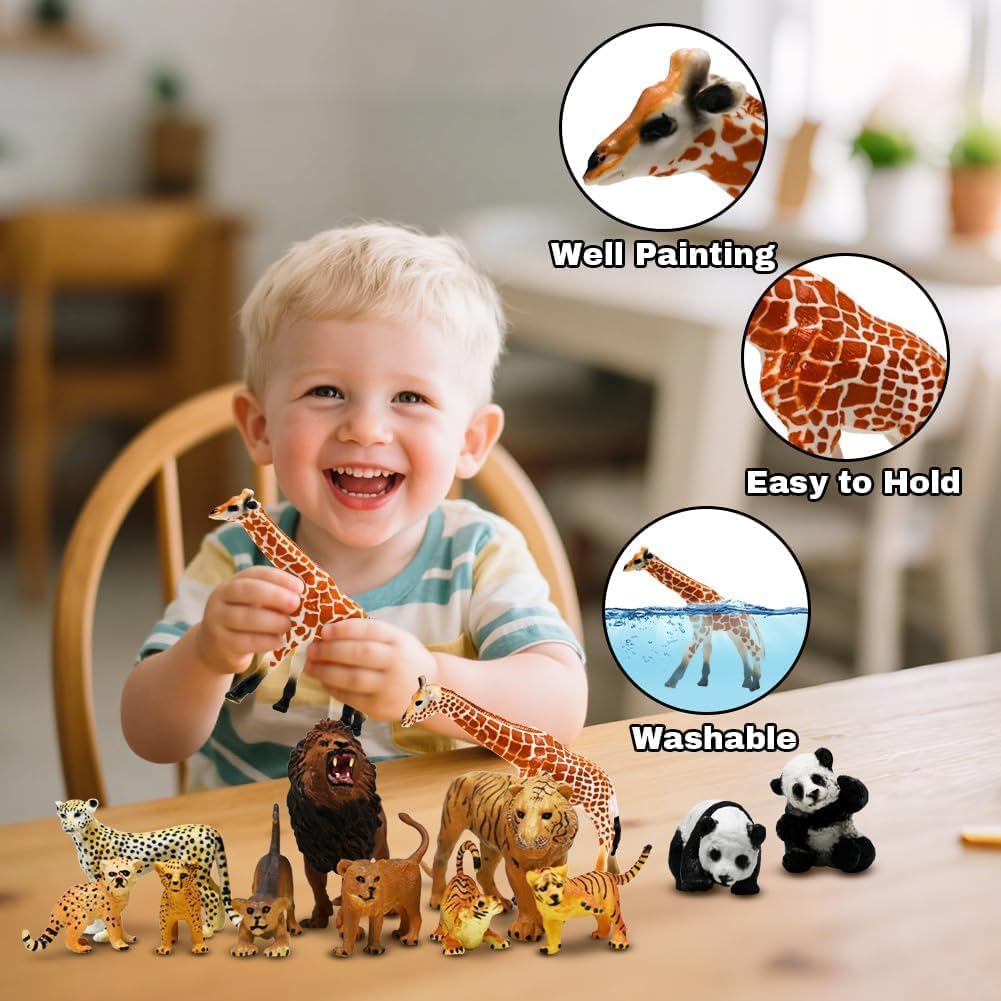 Kimicare 20-Piece Safari Animals Figures – Realistic Zoo Toys for Kids