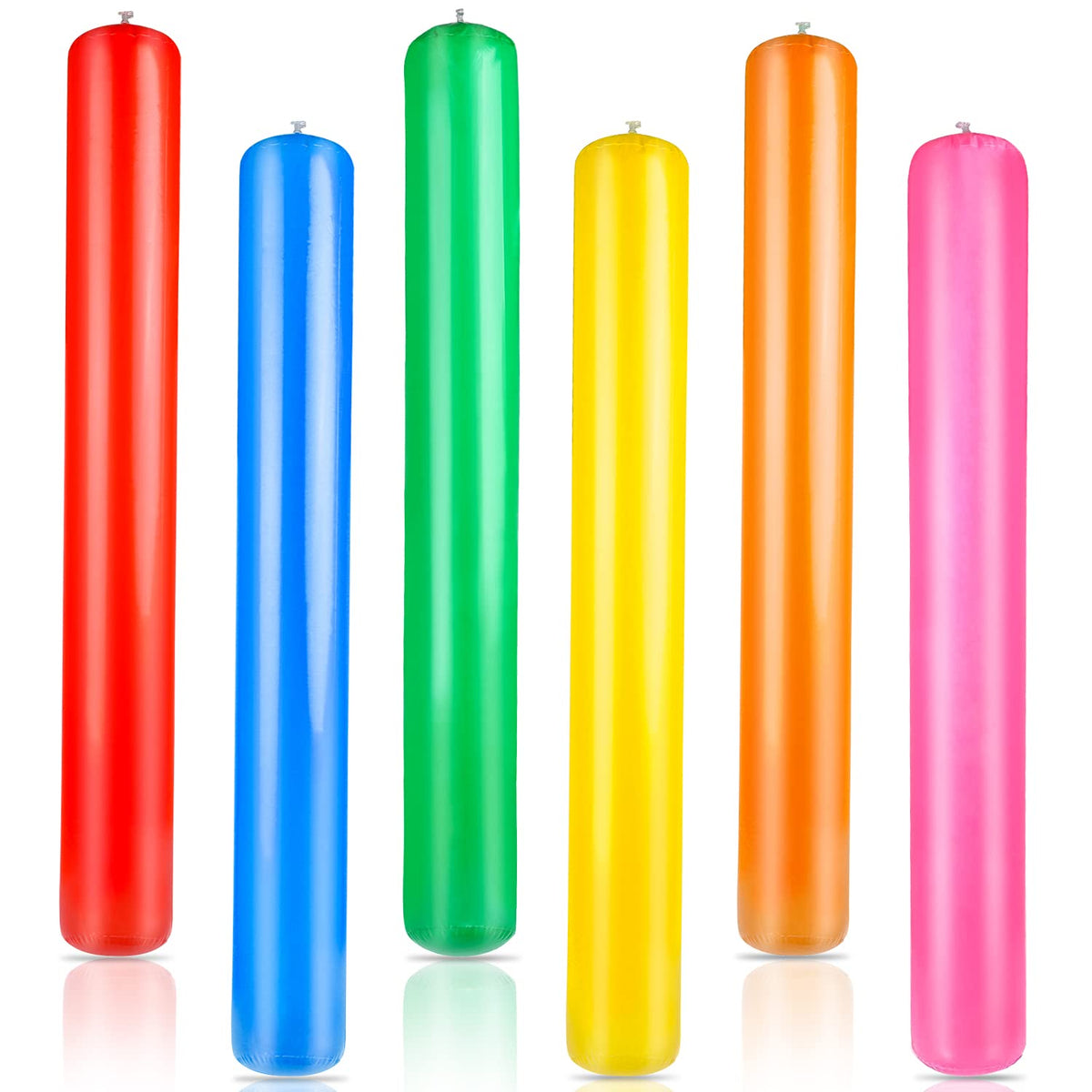 KIMOBER 6PCS Inflatable Pool Sticks – Giant 41.3-Inch Noodles, 6 Colors, Easy Inflation