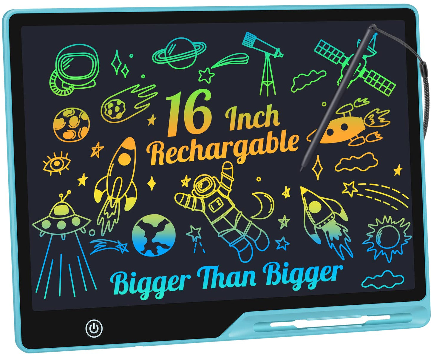 Kinayue 16-Inch LCD Writing Tablet – Colorful Screen Doodle Board for Kids, Rechargeable & Portable