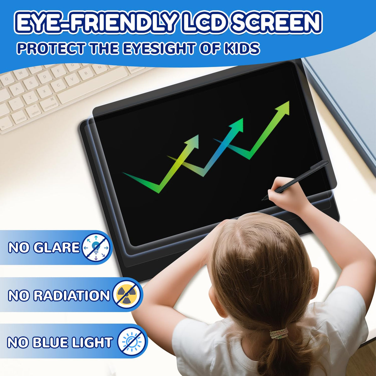 Kinayue LCD Writing Tablet 16-Inch Colorful Doodle Board for Kids (3-6)