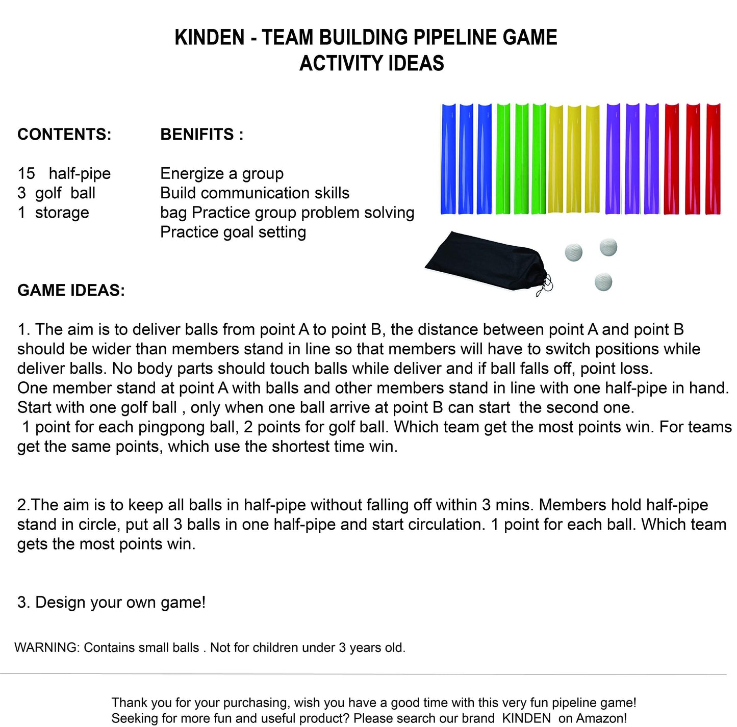 KINDEN 15-Pipe Pipeline Team Building Kit – Group Games & Field Day
