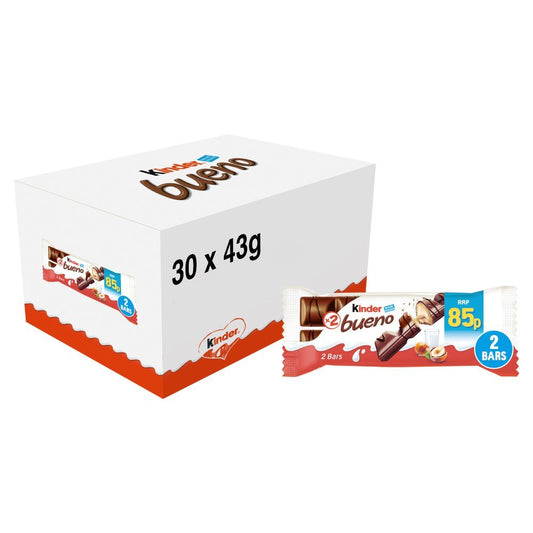Kinder Bueno Milk and Hazelnuts 2 Pieces PMP 39g (Box of 30)