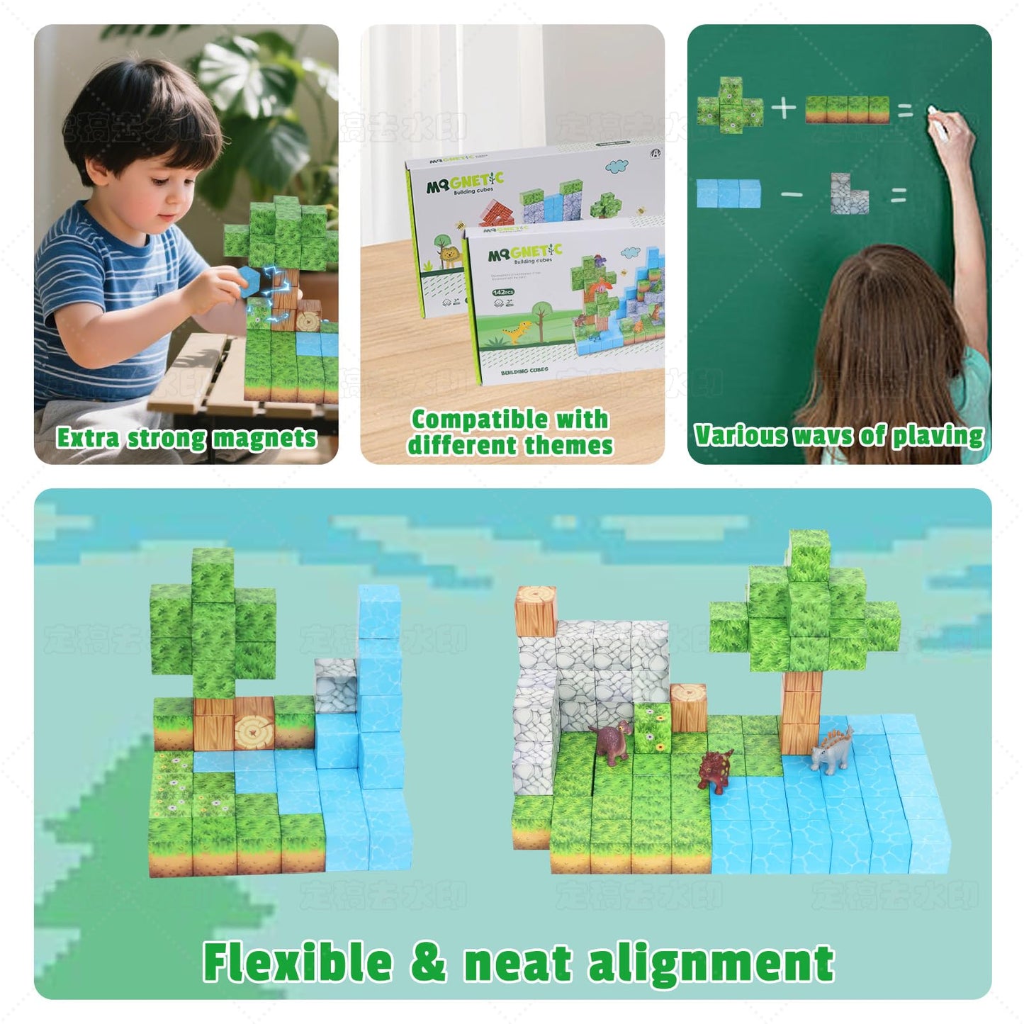 KinetiBlocks Magnetic Blocks Dinosaur 200PCS — STEM Toy for Kids 3-8