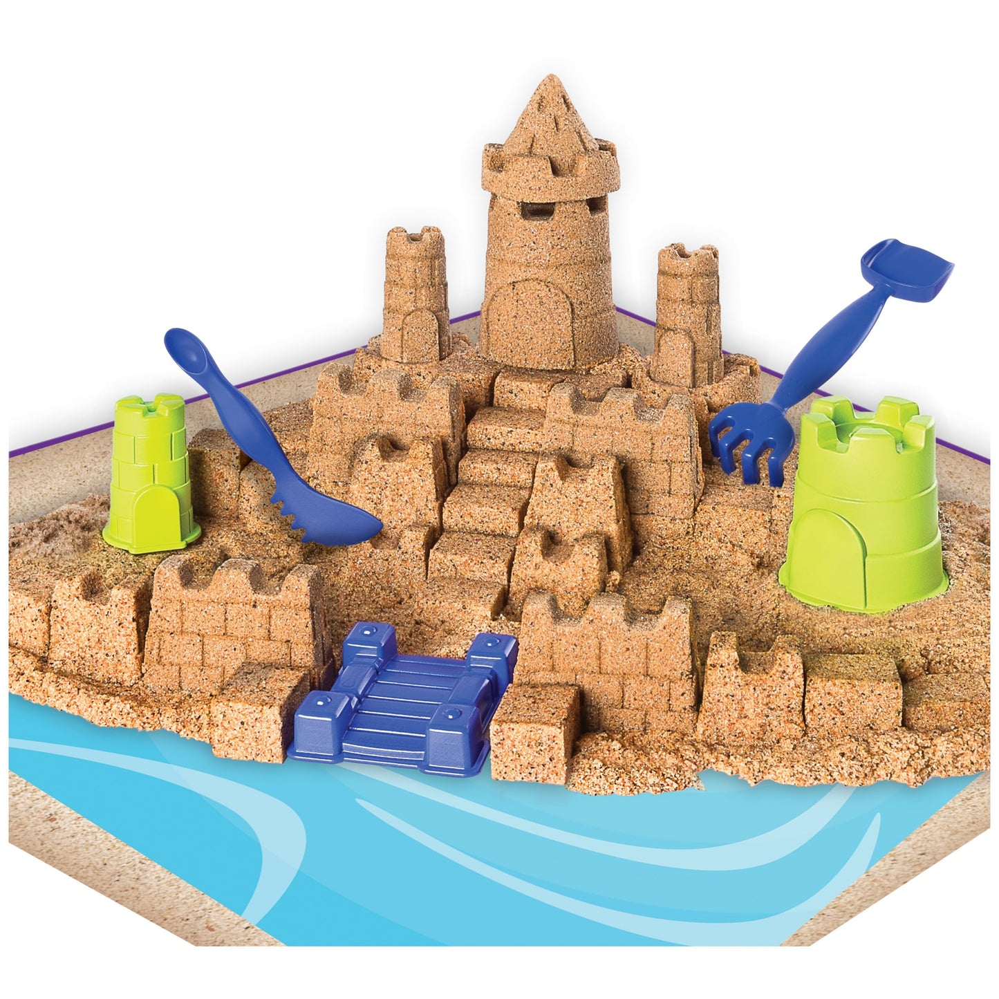 Kinetic Sand Beach Sand Kingdom Playset – 3 lbs Beach Sand, Molds & Tools, Sensory Toys for Kids 3+