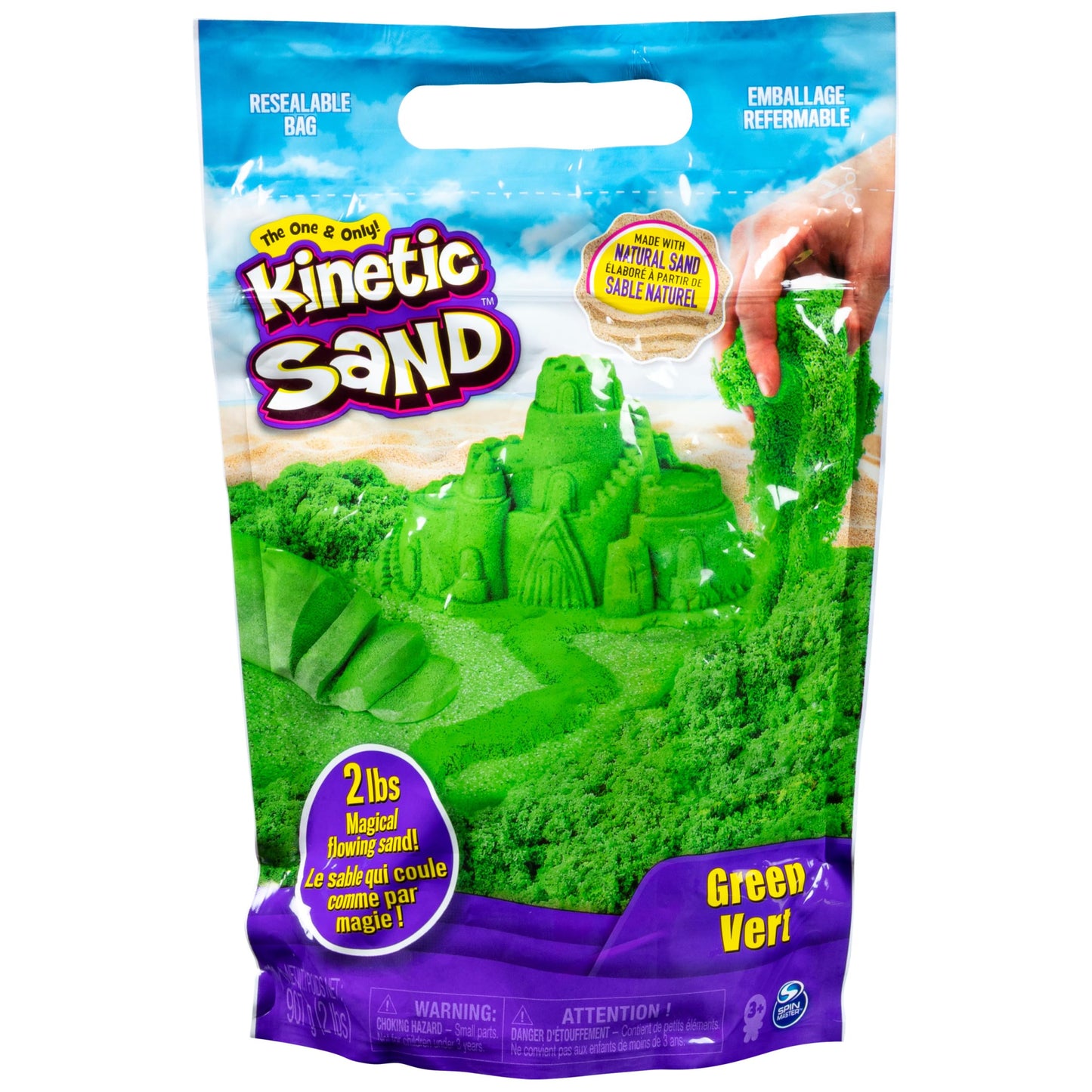 Kinetic Sand – The Original Moldable Sensory Play Sand for Kids, Green, 2 lb Bag | Ages 3+
