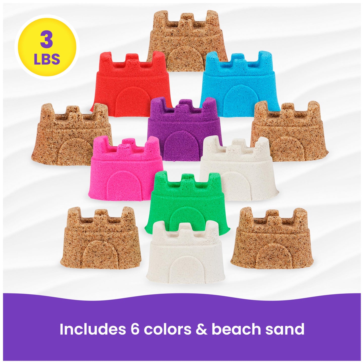 Kinetic Sand Castle Containers 12-Pack – Multi-Color Sensory Sand for Kids 3+