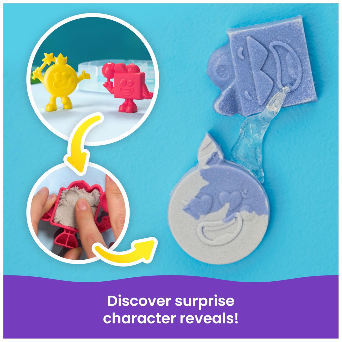 Kinetic Sand Splash Starter Case — Color-Change Play Sand, 6oz, 2 Molds & 1 Rake, Reusable Case