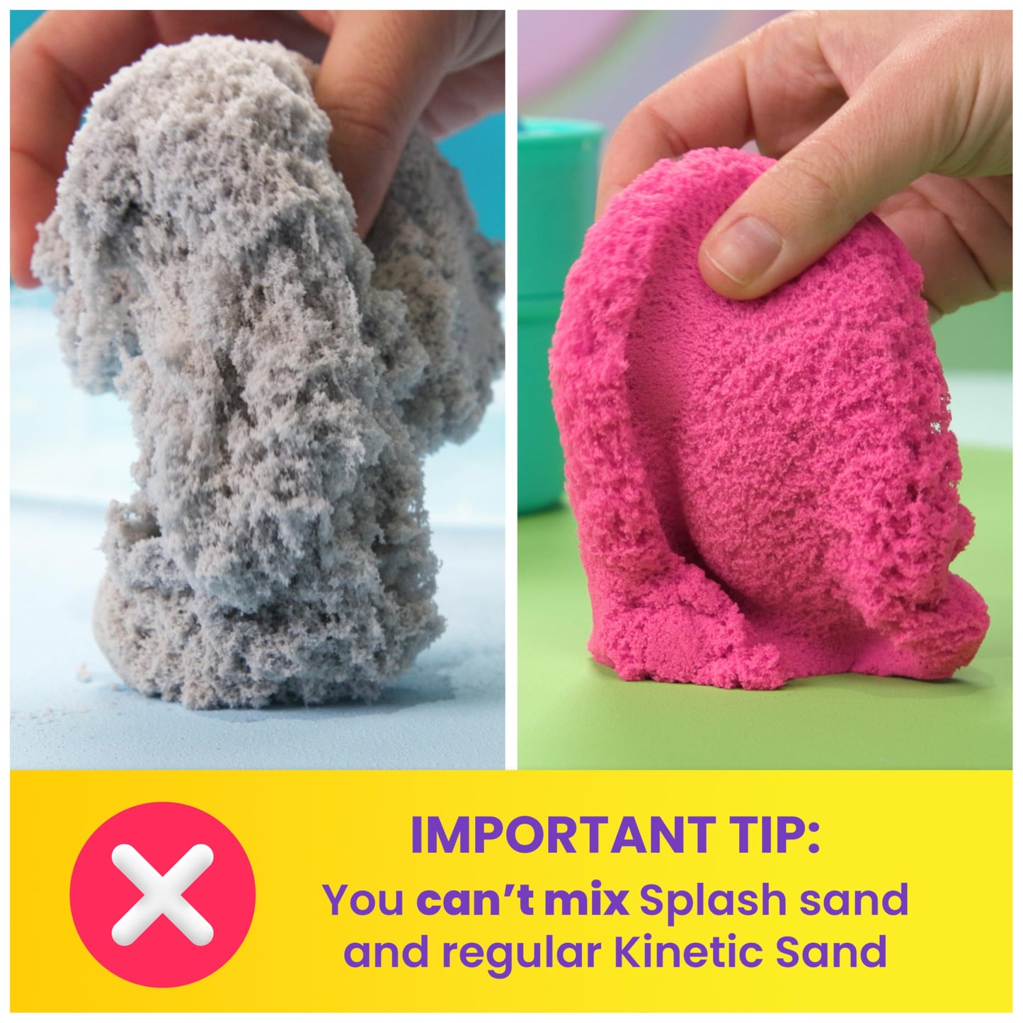 Kinetic Sand Splash Starter Case — Color-Change Play Sand, 6oz, 2 Molds & 1 Rake, Reusable Case