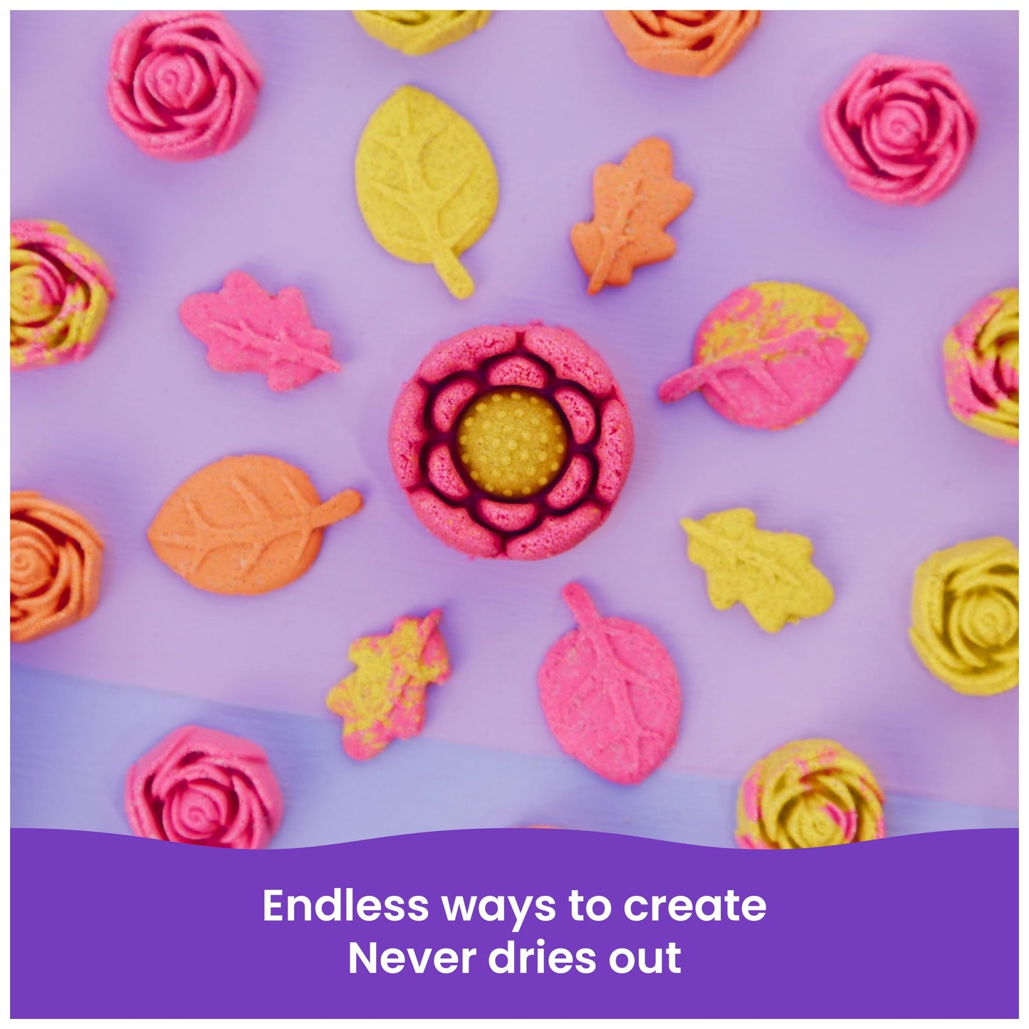 Kinetic Sand SquishBlossom Blooming Flower Kit – Neon Pink & Yellow, 8oz