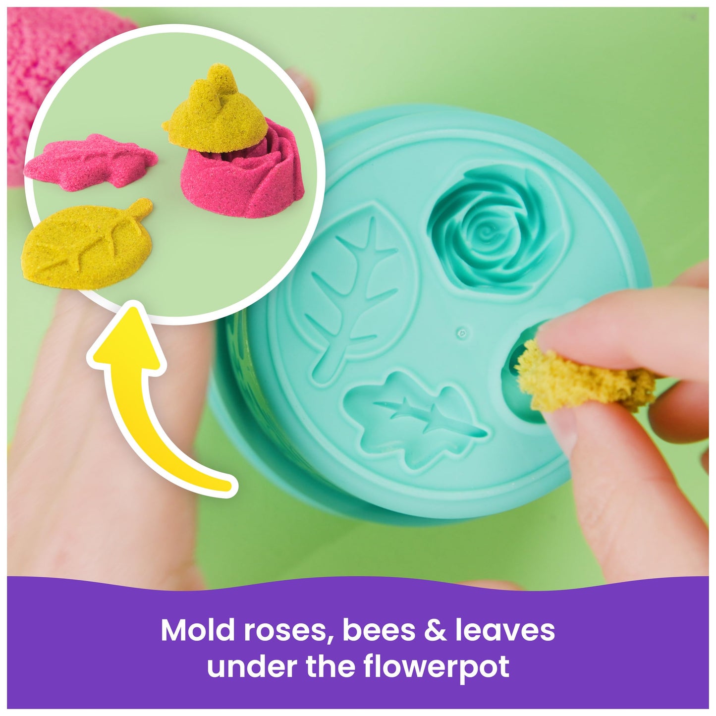 Kinetic Sand SquishBlossom Blooming Flower Kit – Neon Pink & Yellow, 8oz