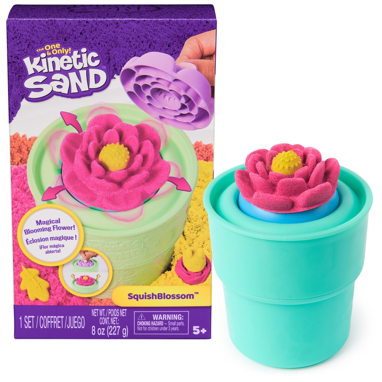Kinetic Sand SquishBlossom Blooming Flower Kit – Neon Pink & Yellow, 8oz