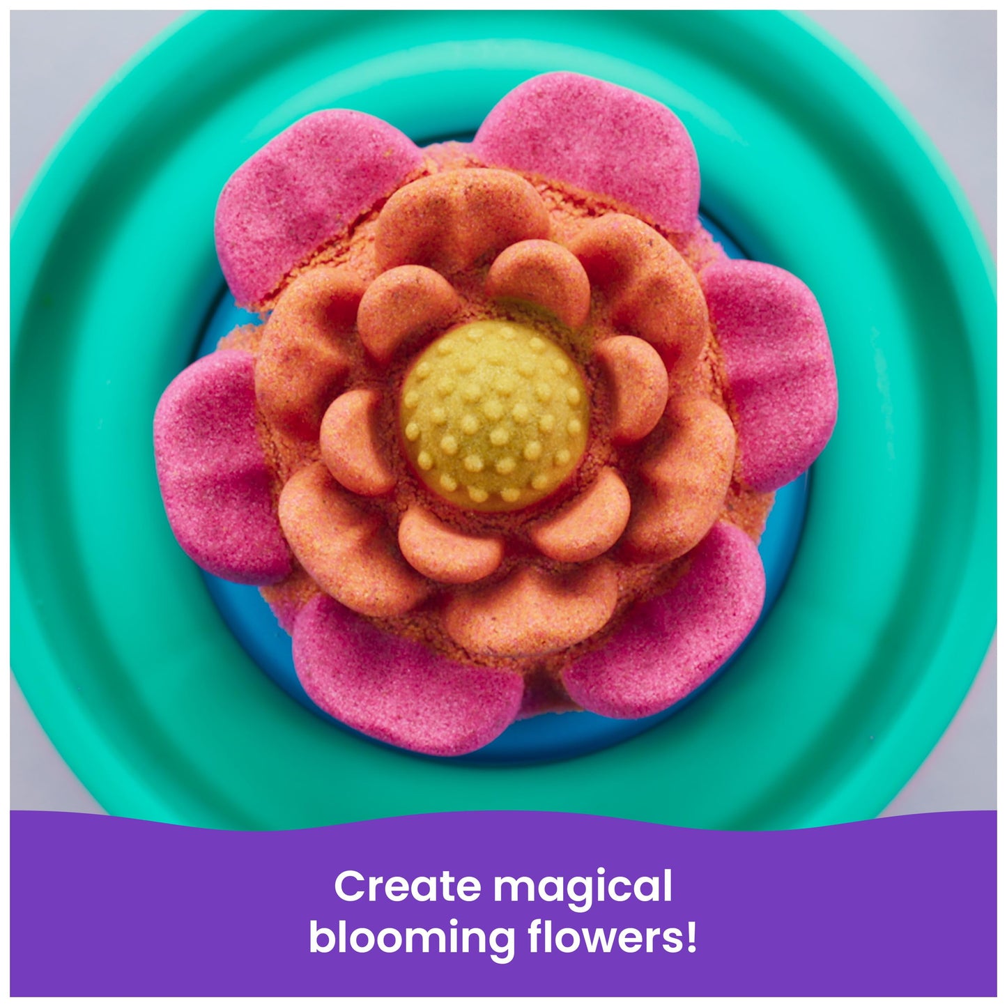 Kinetic Sand SquishBlossom Blooming Flower Kit – Neon Pink & Yellow, 8oz