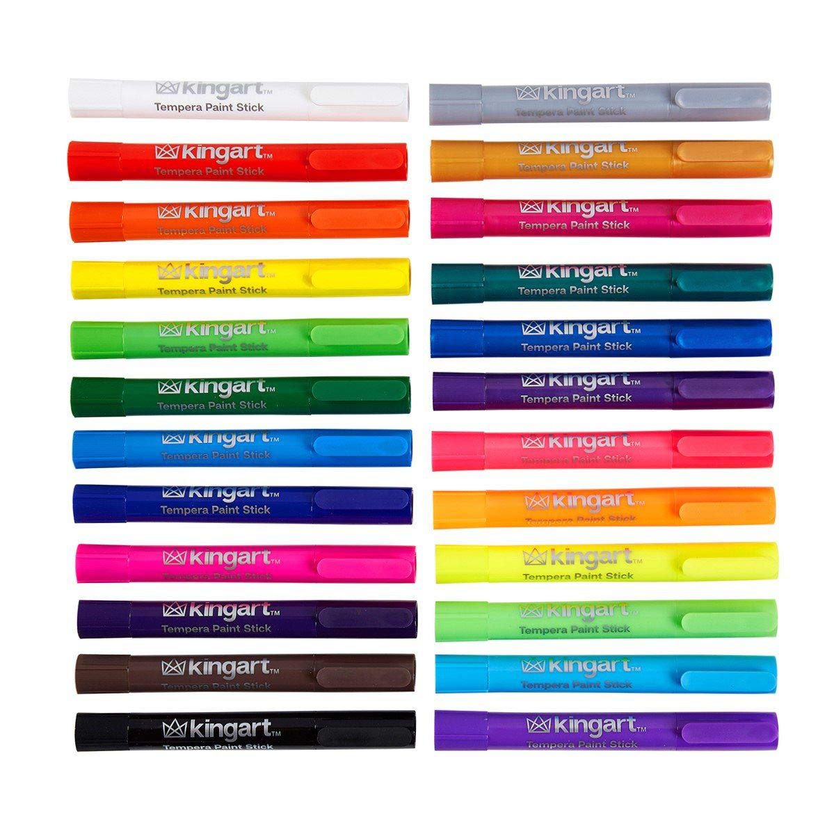 KINGART Tempera Paint Sticks – 24 Rich Colors, Quick-Dry, Non-Toxic, Mess-Free Kids' Art