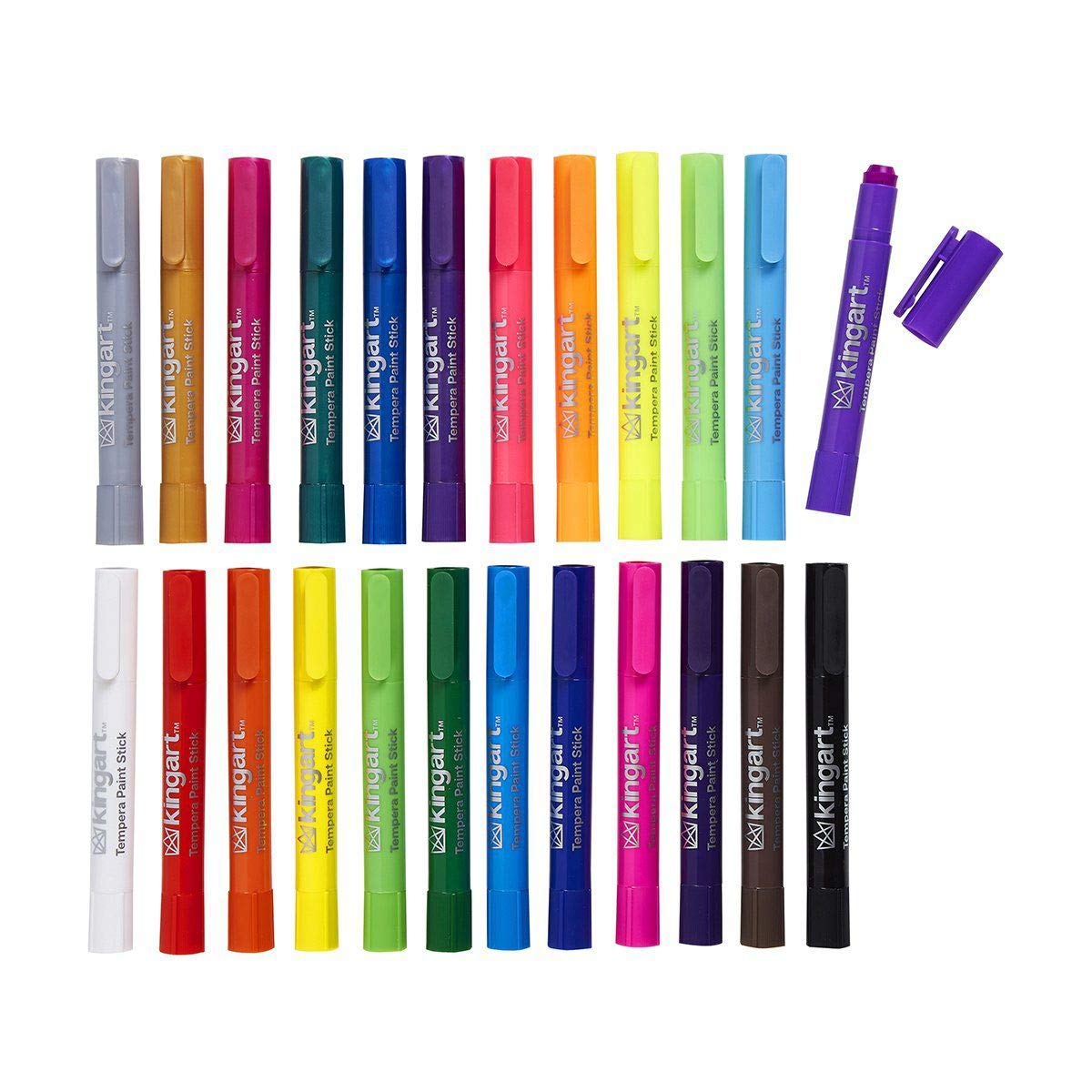KINGART Tempera Paint Sticks – 24 Rich Colors, Quick-Dry, Non-Toxic, Mess-Free Kids' Art