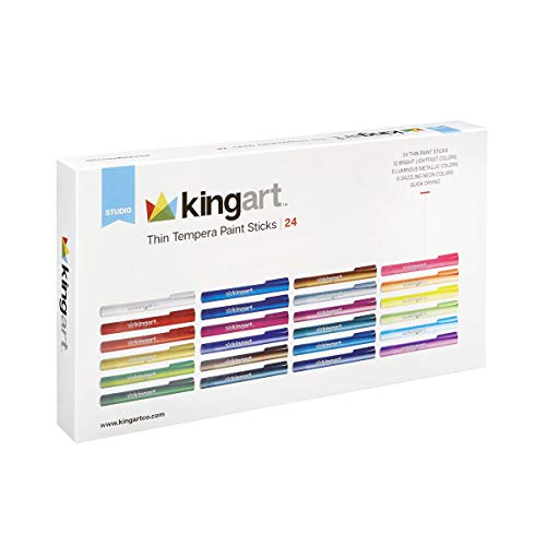 KINGART Tempera Paint Sticks – 24 Rich Colors, Quick-Dry, Non-Toxic, Mess-Free Kids' Art