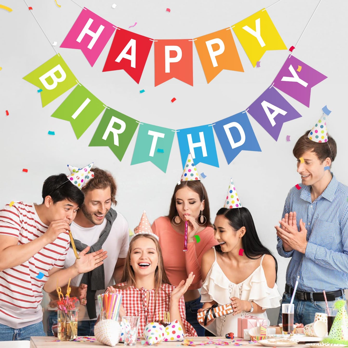 KINGLAKE GARDEN Rainbow Birthday Banner – Pre-Strung, Multicolor Party Decor