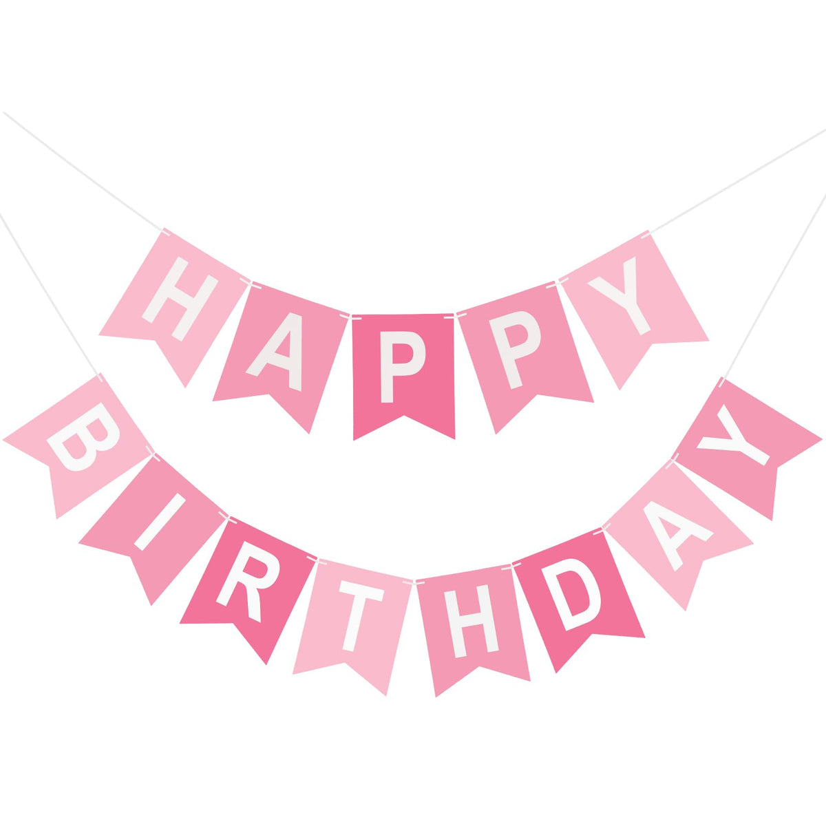 KINGLAKE GARDEN Pink Happy Birthday Banner – Pre-Strung 13-Letter Party Decor