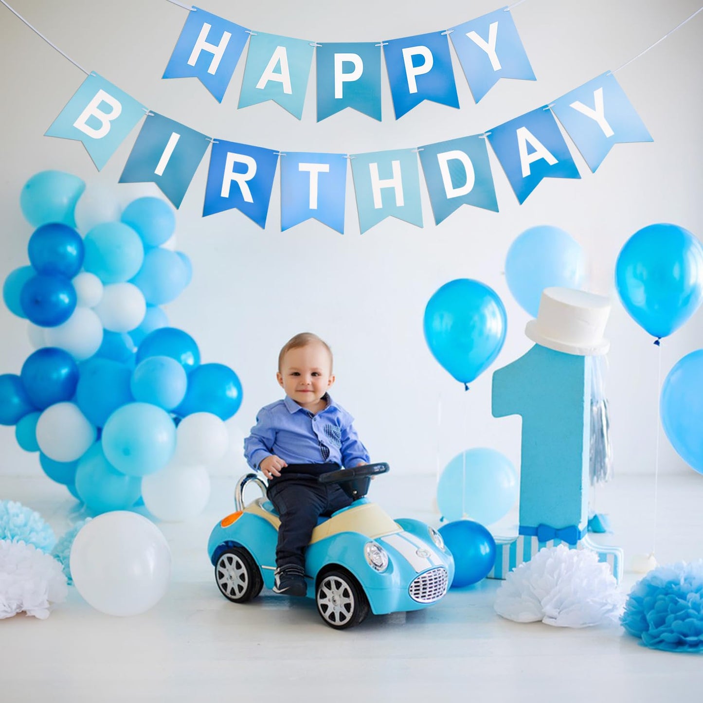 Kinglake Garden Blue Happy Birthday Banner – Pre-Strung Party Decor