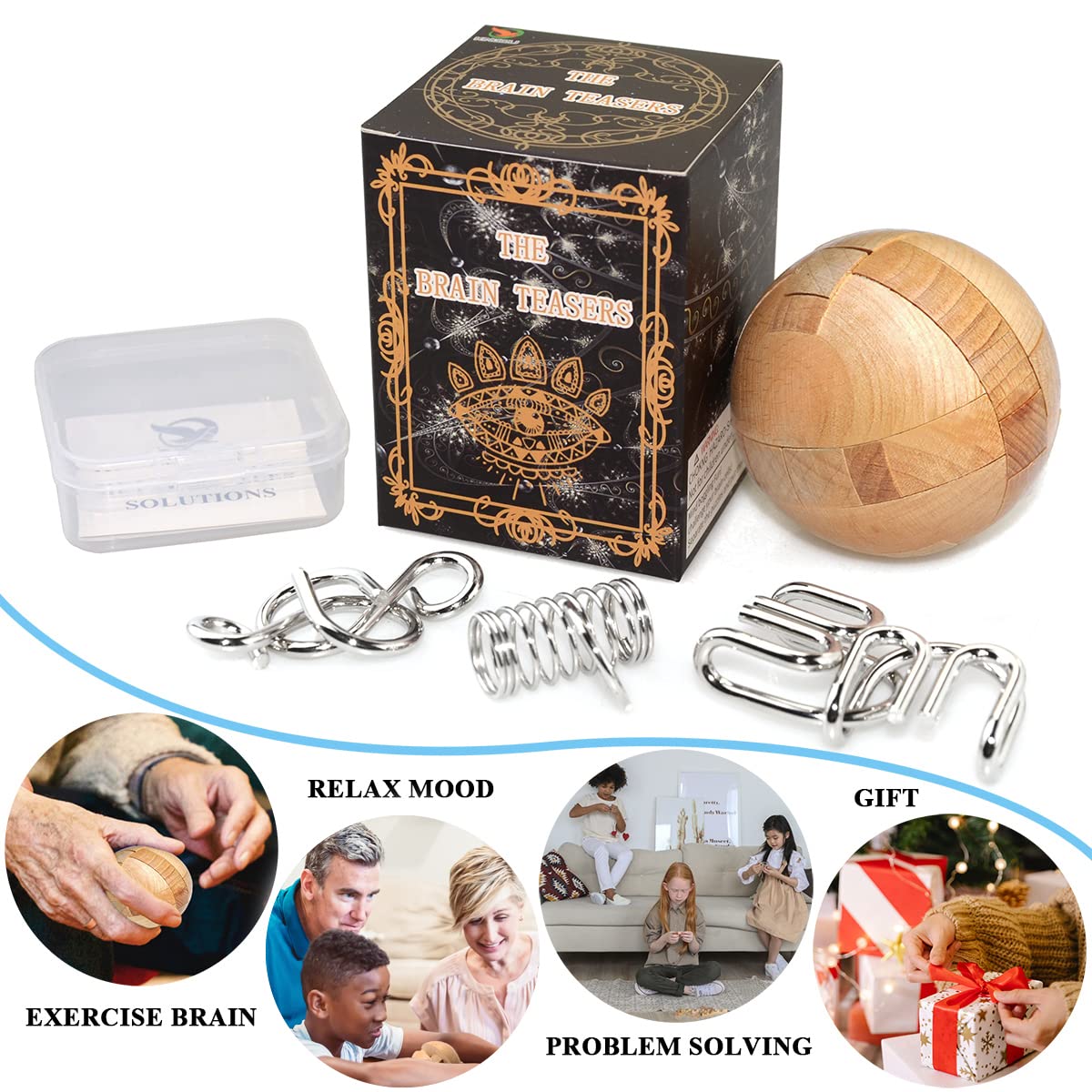 KINGOU Wooden Sphere Puzzle – Brain Teaser Ball for All Ages