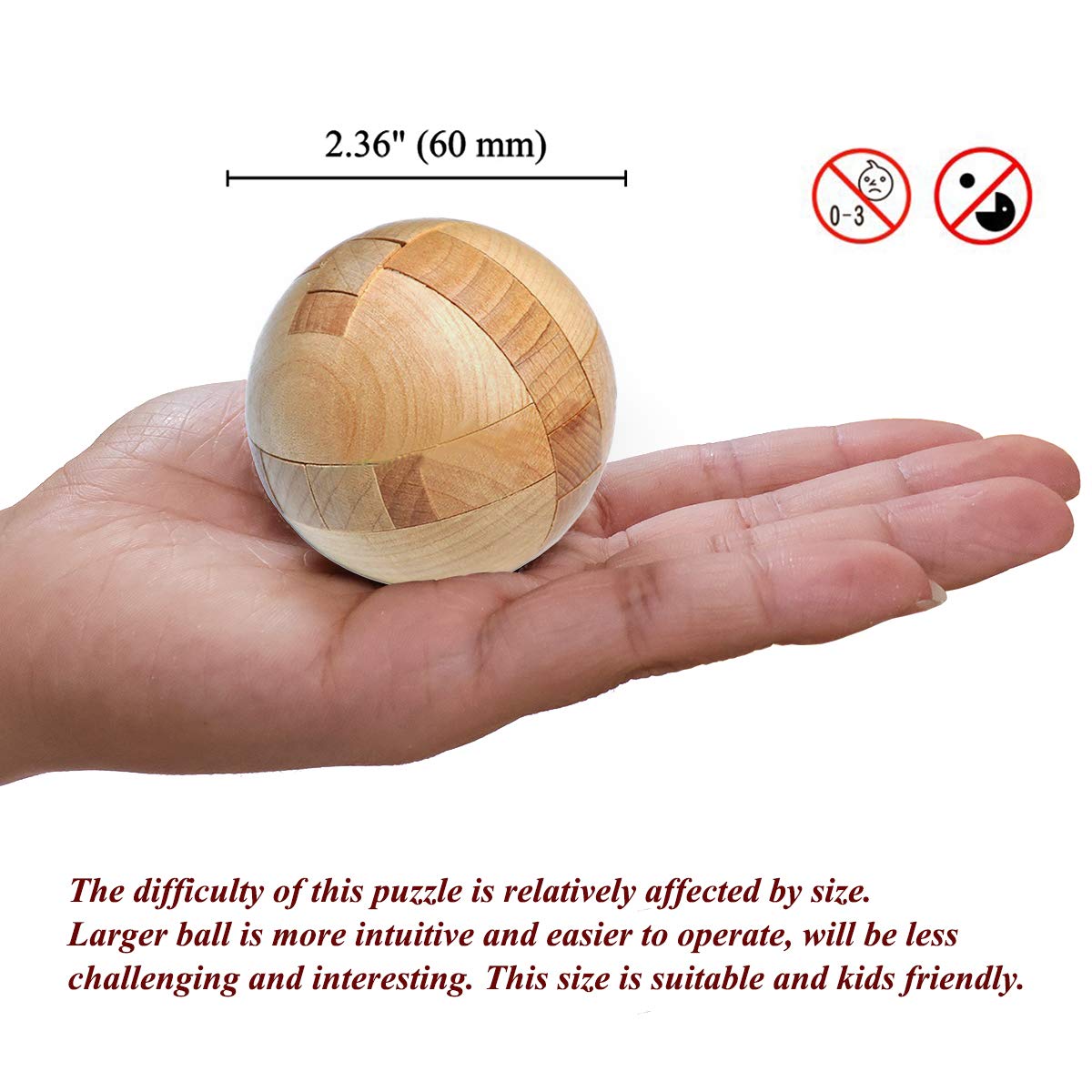 KINGOU Wooden Sphere Puzzle – Brain Teaser Ball for All Ages