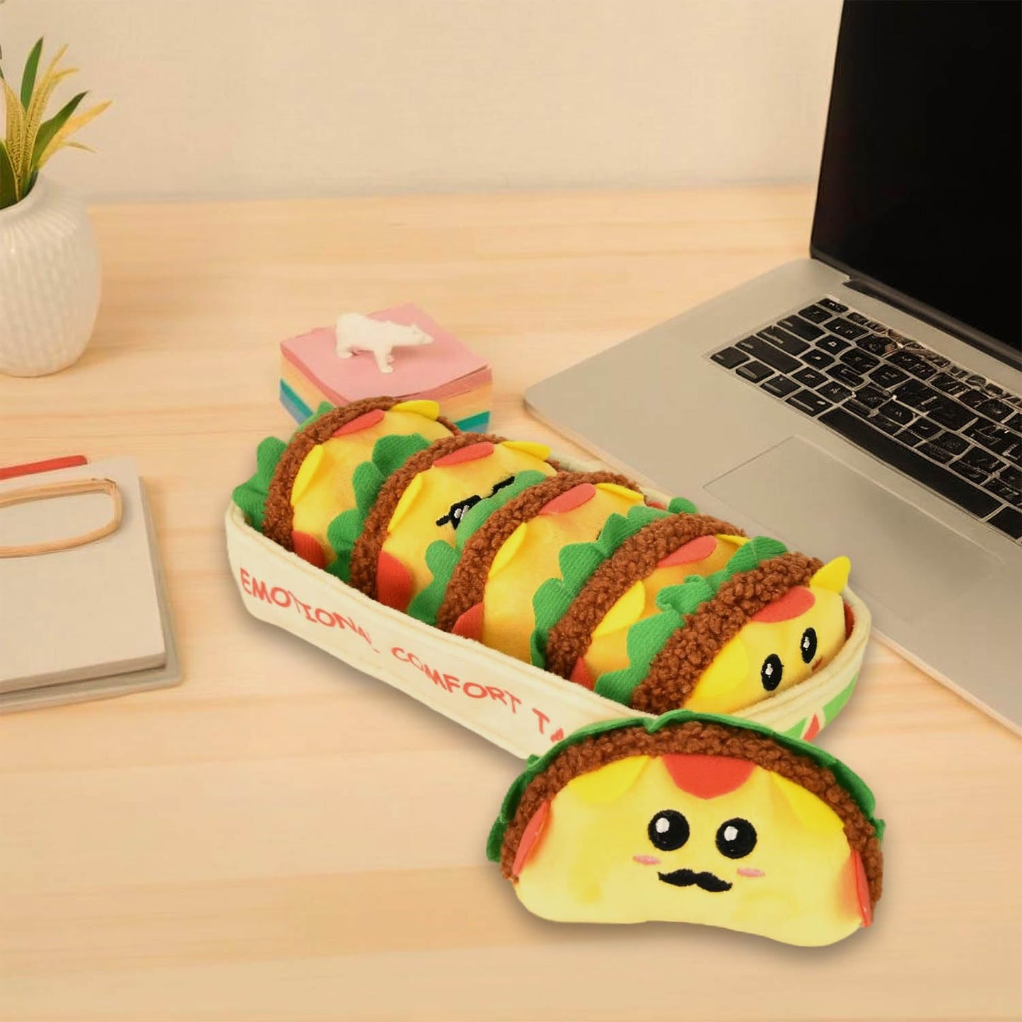 Kingwee Emotional Support Tacos Plush – 6 Tacos in a Soft Serving Tray