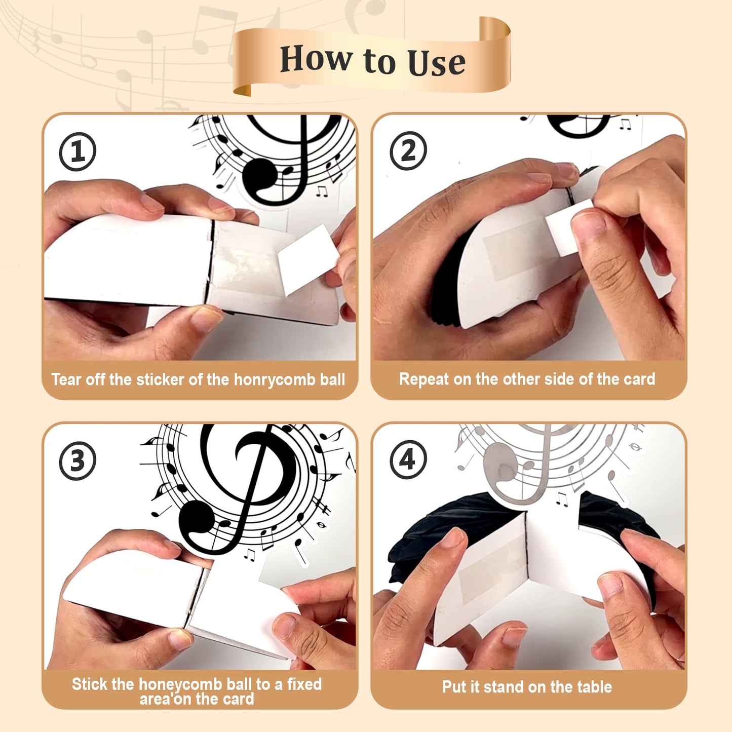 KINGZONE 12-Pack Music Notes Honeycomb Centerpieces – Musical Notes Birthday Party Decor