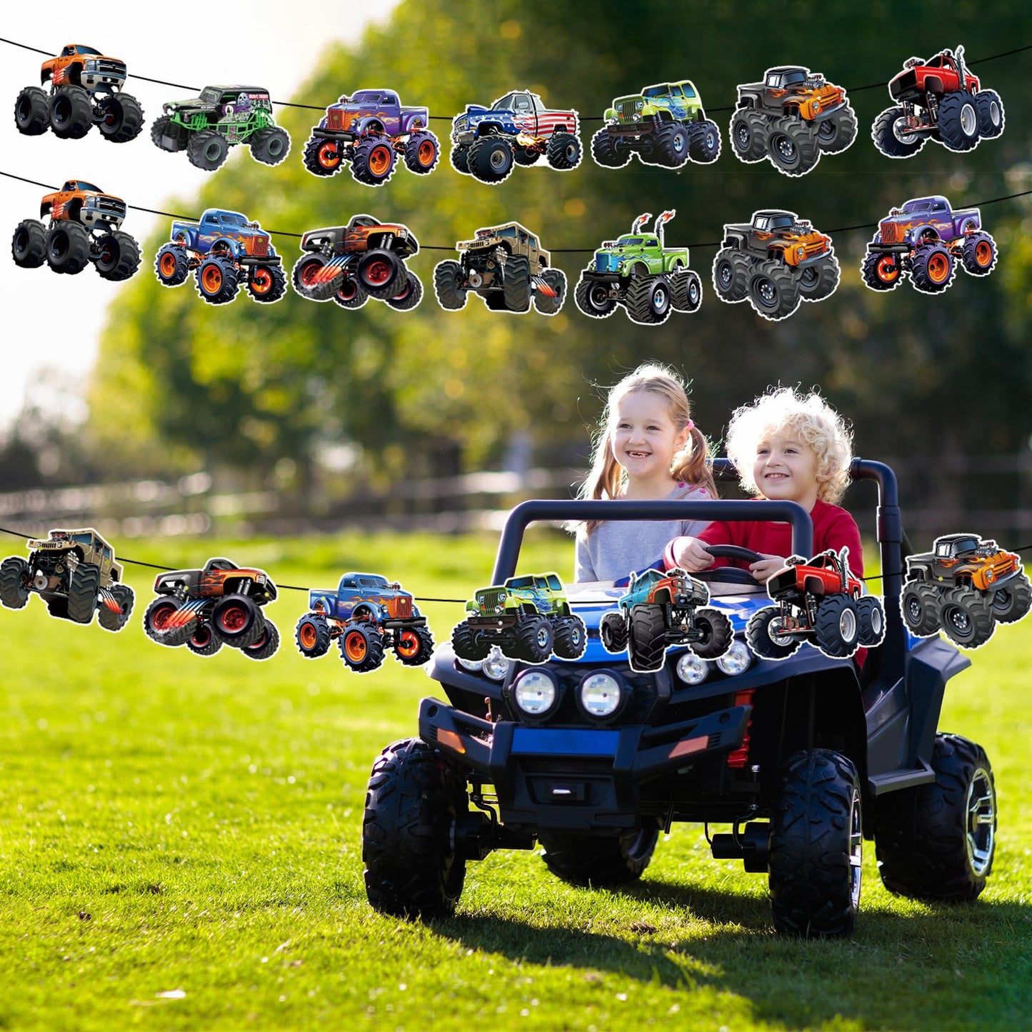 KINGZONE Monster Truck Birthday Decorations – Racing Theme Party Supplies