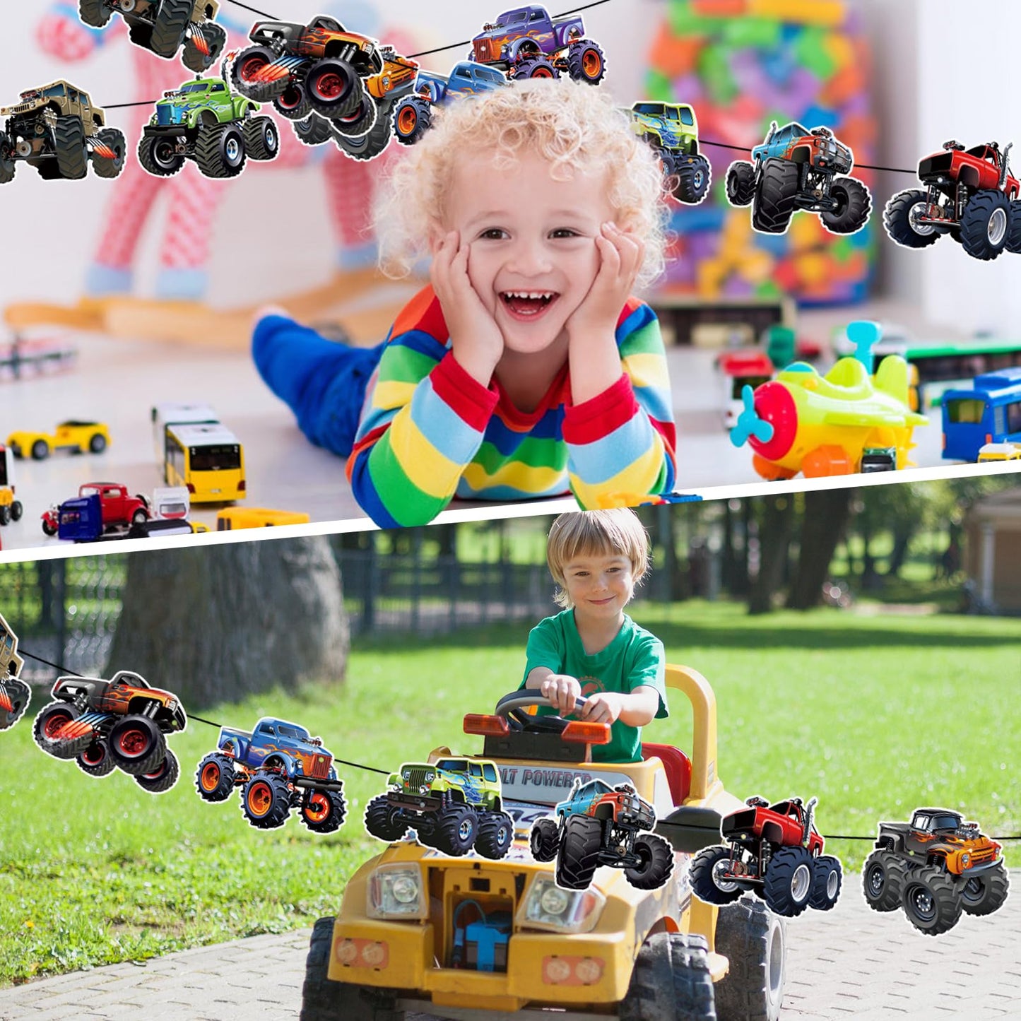 KINGZONE Monster Truck Birthday Decorations – Racing Theme Party Supplies